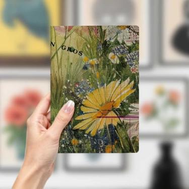 Imagem de Caderno de couro floral vintage, caderno A5 para anotações no escritório, agenda de 21 x 14,7 cm, agenda de viagem, presentes para amantes de flores