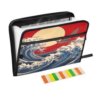 Imagem de Wassud Flying Bird Organizador de arquivos sanfonado com 13 bolsos com abas e adesivos, organizador de pastas de documentos de recibo de papel tamanho carta A4 para viagens de escritório