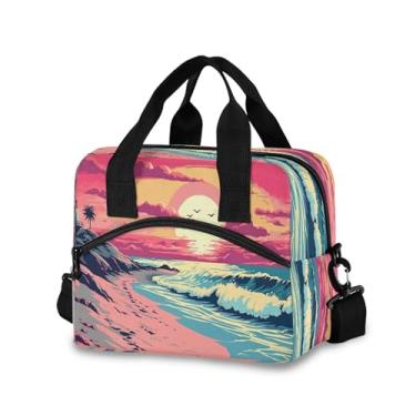 Imagem de Burbuja Lancheira térmica Gaivotas na praia para mulheres e homens, lancheira portátil com alça de ombro removível, lancheira para viagem, piquenique, escritório, trabalho