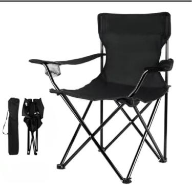 Imagem de Cadeira Dobrável Reforçada para Camping – Estrutura Resistente, Transporte Inteligente (preta)