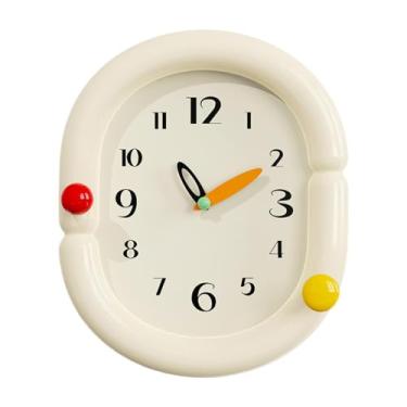 Imagem de WeiLaiKeQi Relógio de parede decorativo, relógio de parede para pendurar na ou mesa, para casa e cozinha, Creme Branco