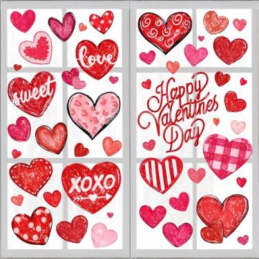 Imagem de Decorações de Dia dos Namorados Adesivos de Janela Coração para Janelas de Vidro para Decorações de Dia dos Namorados em 6 Folhas