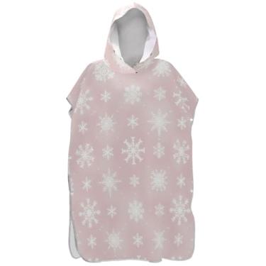 Imagem de Joisal Poncho de surfe plus size trocador roupão adulto praia moletom toalha natação flocos de neve rosa masculino poncho com capuz
