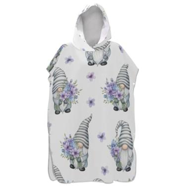 Imagem de Joisal Poncho de surfe vestível para adultos trocador de roupão de praia com capuz toalha floral fofo gnomo floral branco ponchos adultos para mulheres