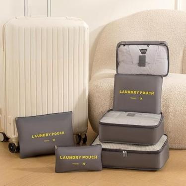 Imagem de Bolsa organizadora aprimorada de acessórios de viagem de 6 peças - perfeita para armazenamento de roupas de treino e viagem - cinza