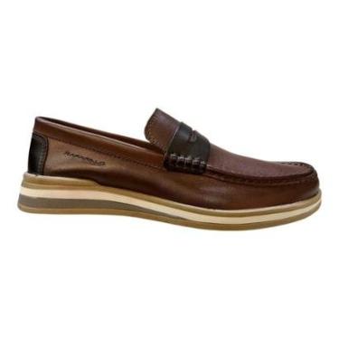 Imagem de Sapatilha Mocassim Rafarillo Masculino Casual Ultraconforto Couro Superleve 2802-11Sf Marrom-Masculino