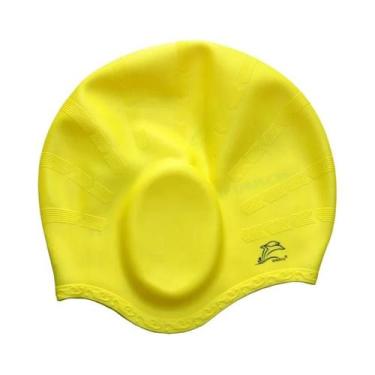 Imagem de Touca De Natação Unissex Impermeável De Silicone Para Cabelos Longos C