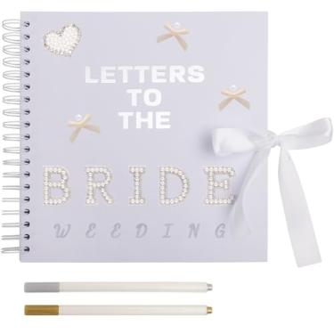 Imagem de BINBE 25,4 x 25,4 cm Letras para a Noiva, kit de scrapbook, faça você mesmo, álbum de recortes, álbum de fotos, livro de memórias de casamento, placa de livro de convidados com adesivos de pérolas