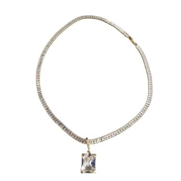 Imagem de Colar RIVIERA Elegante com Pingente em Zircônia, Folheado a Ouro Premium, Estilo Clássico