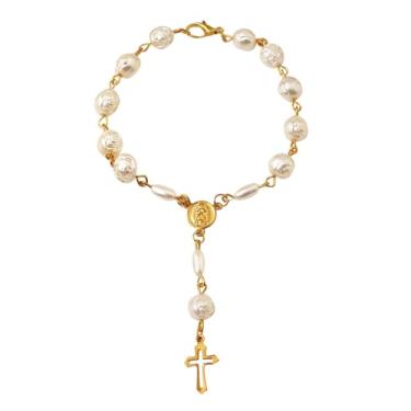 Imagem de Amuleto de rosário de volante, acessório de pingente de cruz católica para espelho de carro pendurado com mini amuleto e crucifixo da Virgem Maria, acessórios religiosos católicos ideais presente