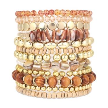 Imagem de 12 Pulseiras de Miçangas Empilháveis Estilo Boêmio, Pulseiras da Amizade Elegantes Joias Boho para Mulheres Presentes Atenciosos (12 Estilos)