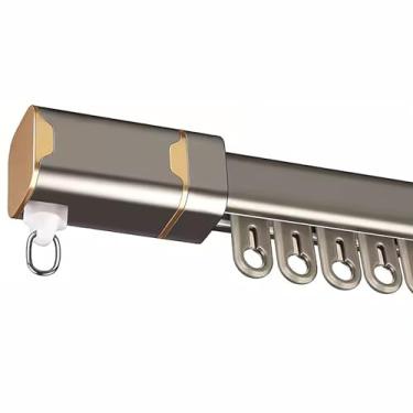 Imagem de Sistema de trilho deslizante, varão de cortina, trilho de cortina de armário para porta de armário de quarto, 2 4 6 8 10 14 18 20 pés poste de cortina de chuveiro branco (cor: champanhe, tamanho