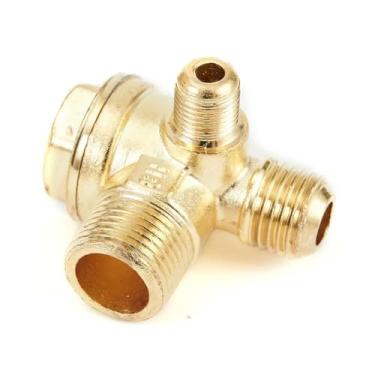 Imagem de ROUPWKWO Válvula de retenção de compressor de ar de rosca macho de 10 x 14 x 16 mm, conector de válvula de retenção de liga de zinco de 3 portas para peças de compressor de ar