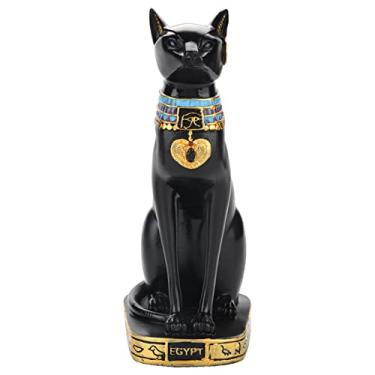 Imagem de Sonew Estátua de Gato Egípcio Ornamento Vintage Decoração Presente Escritório Doméstico (A5-YX260840 tamanho médio)