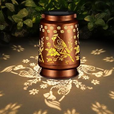 Imagem de Lanternas solares cardinais ao ar livre à prova d'água para decoração de jardim adequadas para presentes de aniversário para mulheres, mãe, avó, metal pendurado, luzes solares para uso externo