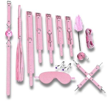 Imagem de Kit Bondage BDSM Rosa, 10 Peças Sensuais para Adultos, Conjunto Erótico Completo