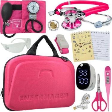Imagem de Kit Enfermagem Super Luxo Maleta Exclusiva Completa - Love Saude, ROSA