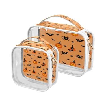 Imagem de xigua Bolsa de maquiagem de Halloween para mulheres, bolsa de cosméticos transparente de viagem, bolsa de higiene portátil à prova d'água para viagens, férias, organização de banheiro