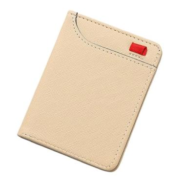Imagem de Carteira masculina fina de couro com janela para identidade, mais de 6 compartimentos para cartões e carteira de motorista, design compacto ultrafino para bolso frontal (5 cores), Branco, Retrô