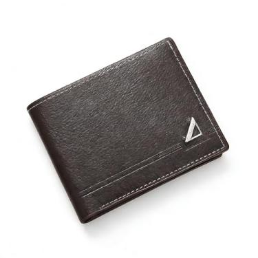 Imagem de Carteira masculina de couro sintético macio, dobrável horizontal de grande capacidade com vários compartimentos para cartões para uso comercial e diário, Café escuro, Tendência
