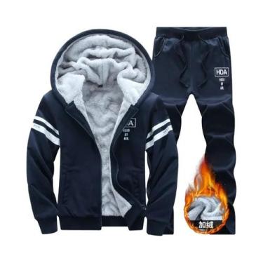 Imagem de Conjunto De Esportes De Inverno Masculino, Moletom Casual Com Capuz E 
