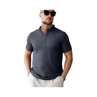 Imagem de Camisa Polo Masculina Casual De Negócios Com Estampa Floral Lisa, Resp