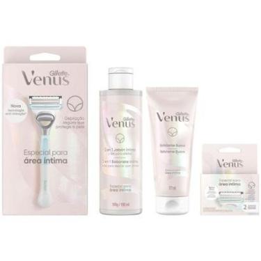 Imagem de Kit Depilação Vênus Gillette Creme Esfoliante Aparelho de Depilação + Carga + Sabonete Íntimo-Feminino