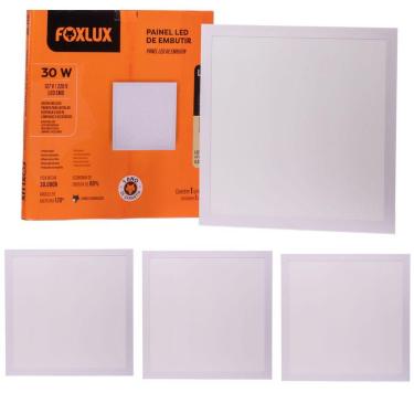 Imagem de Kit 4 Painel Led 40x40 Quadrado Branco Embutir 30w 4000k Foxlux