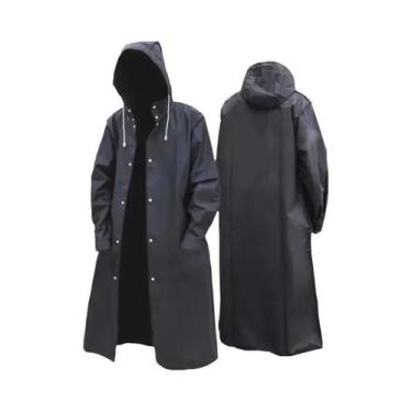 Imagem de Capa De Chuva Impermeável Unissex Preta Com Capuz Para Atividades Ao A