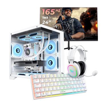 Imagem de Pc Gamer Full White Ryzen 5 5600GT, 16GB 3200Mhz, (Radeon Vega 7 Integrado), A520M, SSD 480GB, 500W 80 Plus, NLI89952