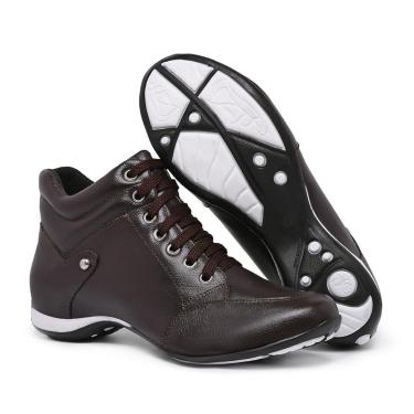 Imagem de Tênis Sneaker Feminino Couro Legitimo Botinha Confortável Treino Academia Casual-Feminino