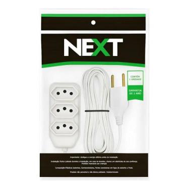 Imagem de Extensão Elétrica Branco 2 Metros 10a 3 Tomadas Plug Branco - Congratu