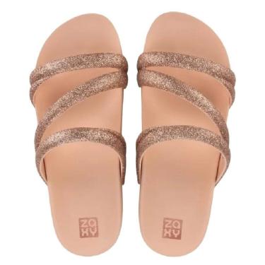 Imagem de Chinelo Feminino Conforto Flat Tiras Brilho Zaxy Glitter