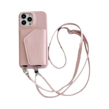 Imagem de Capa De Telefone De Couro Com Alça Transversal Para iPhone 15 14 13 12
