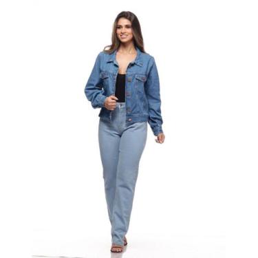 Imagem de Jaqueta Feminina Jeans Com Manga Bufante - Razon Jeans, GG, Jeans