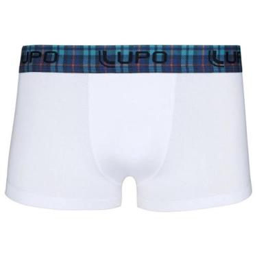 Imagem de Cueca Modelo Sunga Elastico Xadrez em  Algodão Lupo Branco, P