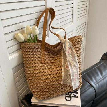 Imagem de Bolsa Tote de Tecido Artesanal - Grande Capacidade para o Verão, 32x14