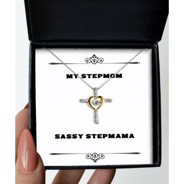 Imagem de SpreadPassion Presentes para madrastas para mãe, madrasta irreverente, colar de cruz inapropriado para madrastas de filho e filha