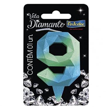 Imagem de Vela Diamante N 9 Azul E Verde Festcolor