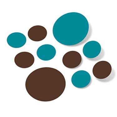 Imagem de DecalVenue.com Adesivos de parede de vinil turquesa/marrom chocolate - 2 e 4 polegadas círculos, 30 Decals