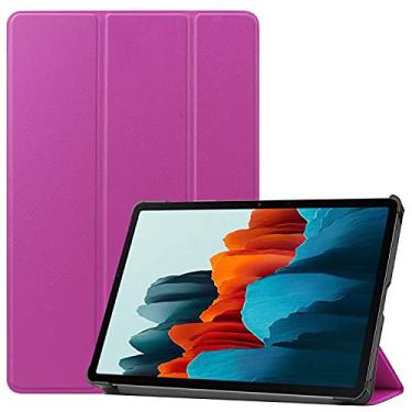 Imagem de Tablet protetor PC Capa Para Samsung Galaxy Tab S7 11 polegadas 2020 T870 / 875 Tablet Case Lightweight Trifold Stand PC Difícil Coverwith Trifold & Auto Wakesleep (Color : Purple)