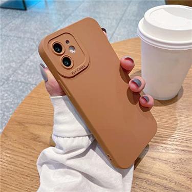 Imagem de Capa de telefone de proteção total com câmera de silicone fosco para iphone 13 12 11 pro max xs max x xr 8 7 plus 11 capa de armadura macia à prova de choque, marrom retro, para iphone 13