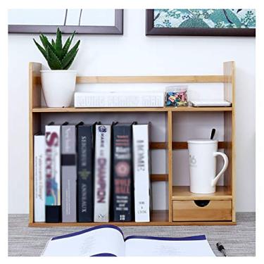 Imagem de KIZQYN Estante de estudante dormitório de mesa estante de escritório rack de armazenamento multicamadas rack de exibição, rack de estante doméstico (com 1 gaveta) estante de livros