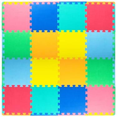 Imagem de Prosource Tapete de brinquedo de espuma sólida para crianças – 16 peças com bordas