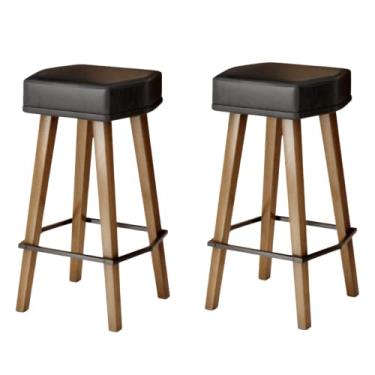 Imagem de Kit 2 Banquetas para Balcão Bancada Cozinha Industrial Área Gourmet Estofada Luxo (60CM ALTURA DO ASSENTO AO CHÃO, PRETO)