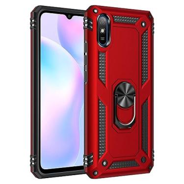 Imagem de Para Xiaomi 9 9A 9AT 9C 9T 10 10A 10C Estojo de telefone à prova de choque para Redmi 9 Power 10 Prime Ring Stand Bumper Back Cover, vermelho, para 9T