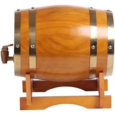 Imagem de Barril De Armazenamento De Vinho De Carvalho Barril De Uísque Envelhecido Em Carvalho, Barril De Vinho De 1,5L/3L/5L/10L, Barril De Decoração Para Casa Barril De Cerveja De Carvalho Prático E Durá