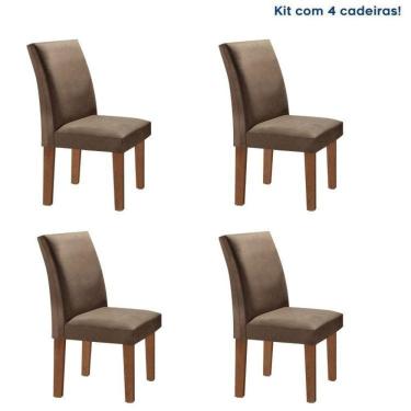 Imagem de Conjunto 4 Cadeiras Estofadas Espanha Chocolate/Marrom