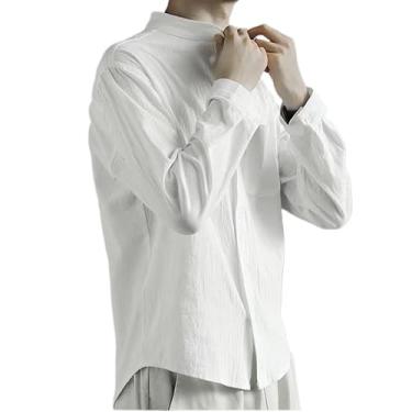Imagem de TEMKIN Camisa de manga comprida masculina primavera e outono seção fina de verão camiseta solta de algodão, A02-h, 3G