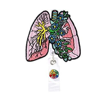Imagem de Carretel retrátil para crachá Lung Respirologist Pulmonologist com clipe jacaré, cordão de 61 cm de espessura